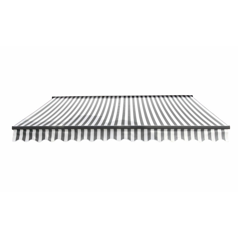Aayisha Outdoor Cover Retractable Patio Awning, Grey/White, 350cm W x 250cm D