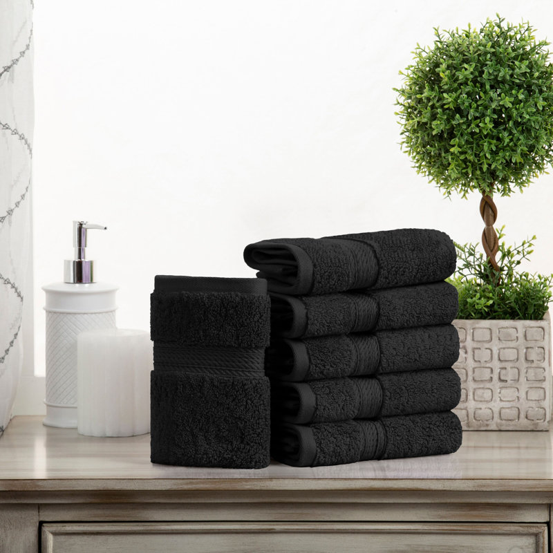 Essuie-mains luxueux en coton de qualité égyptienne Renata , Noir