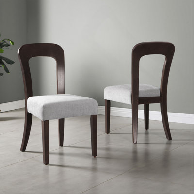 Ensemble de 2 chaises de salle à manger rembourrées avec pieds en bois d'hévéa gris, capacité de poids de 330 lb