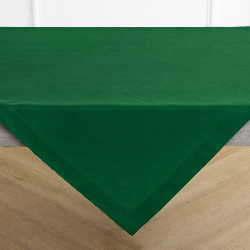 Fete - 100% Pure Linen Table Throw, Christmas Green, Solid Color