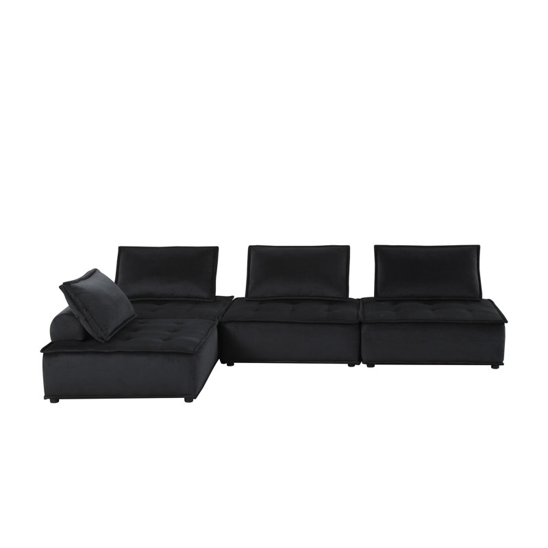 Velvet Modular Sofa, 29" H x 120" W x 80" D	