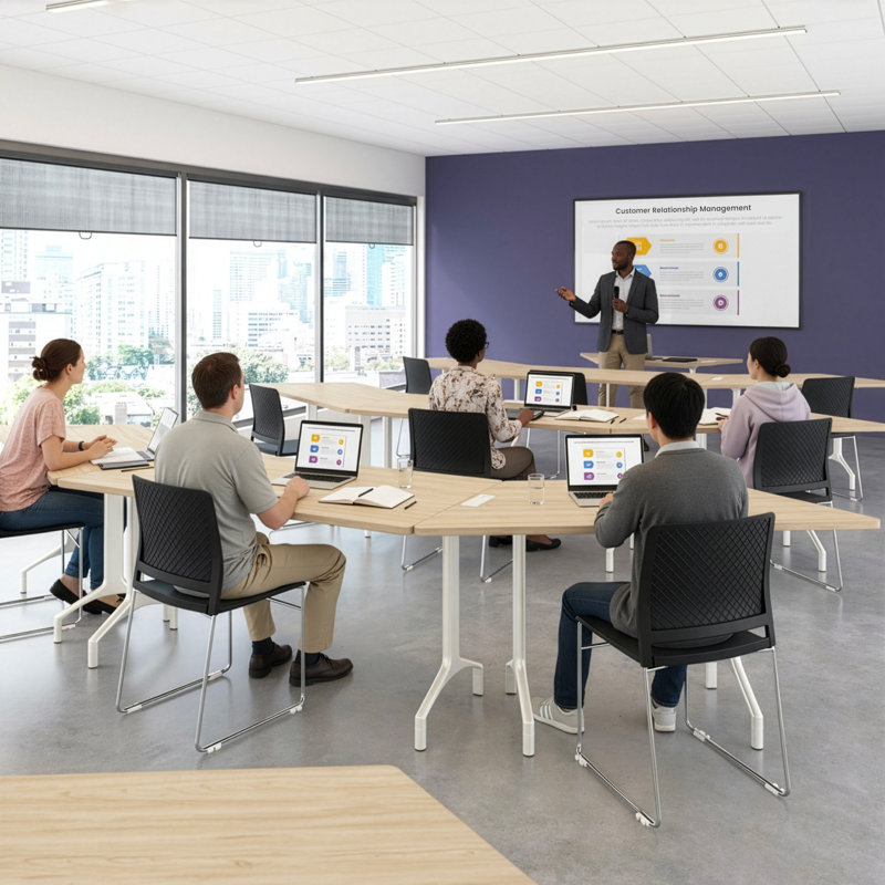 Table de formation modulaire trapézoïdale Bush Business Furniture Synergy, H 29,62 po x L 57,81 po x l 25,44 po, Orme naturel