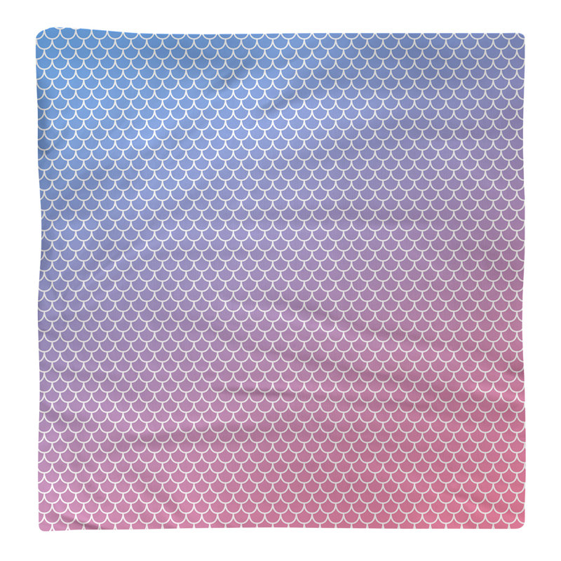 Serviette de coton à balances sirène, Bleu / Rose, H 0,1 po x l 22 po x P 22 po, Sergé de polyester