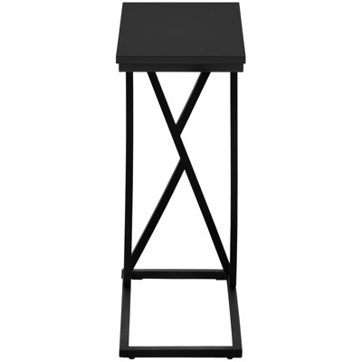 Table de bout moderne en stratifié noir et en métal, idéale pour le décor de la chambre à coucher, hauteur de 25,3 pouces, 8 lb, côté contemporain à assembler avec plateau rectangulaire, collations, portable, ensemble de 9 lb,