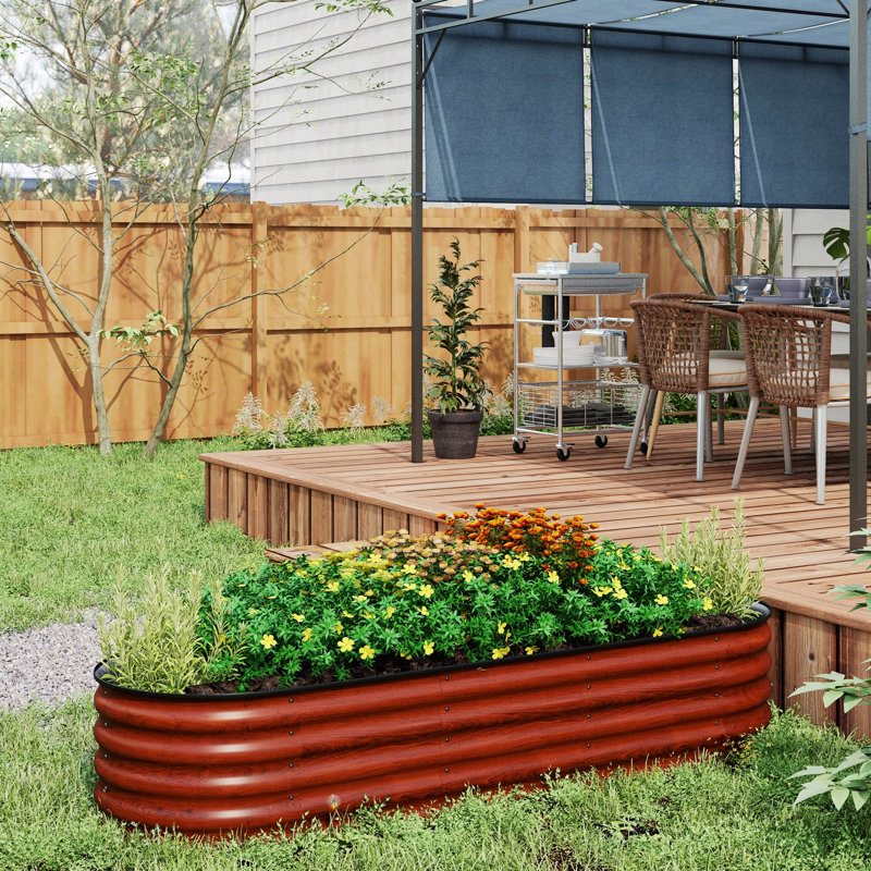 Sairah Metal Raised Garden Bed, White, 11.75" H x 76.75" W x 24.5" D