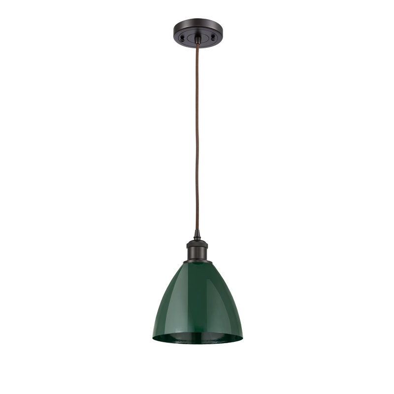 Luminaire suspendu conique 1 lumière, Vert, Bronze huilé