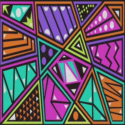 Tapis mauve à motifs/vert lumineux/orange