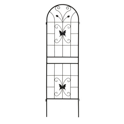 71" X 19.7" Metal Trellis, Rust- For Outdoor Gardens, Black, Supports Climbing Plants, Easy To Assemble Morning Glory, Peas, Construction Method