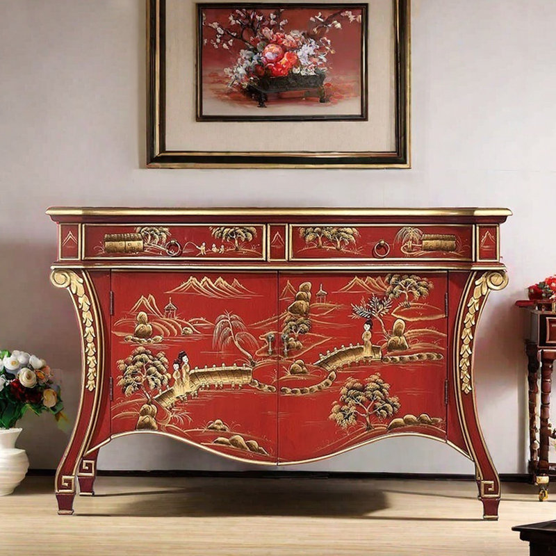 Vintage Hand-Painted Red Sideboard