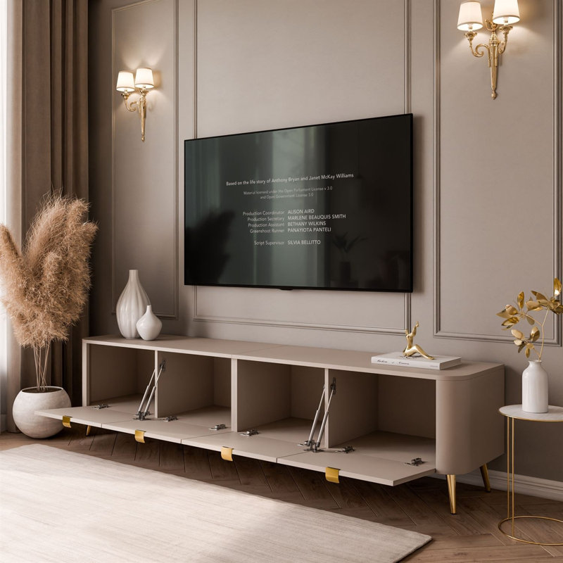 Unfinished TV Stand for TVs up to 60", Cashmere/Gold