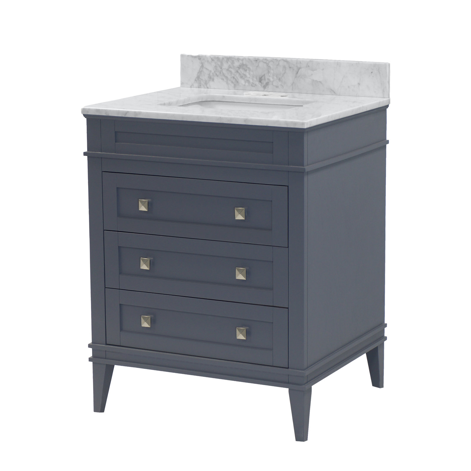 30'' Single Bathroom Vanity, Carrara Marble, Marine Gray