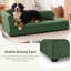 Canapé surdimensionné pour animaux de compagnie de style chaise longue pour chiens de taille moyenne et grande avec dossier ondulé, accoudoir simple, coussin amovible et tissu en lin respirant-1409567311
