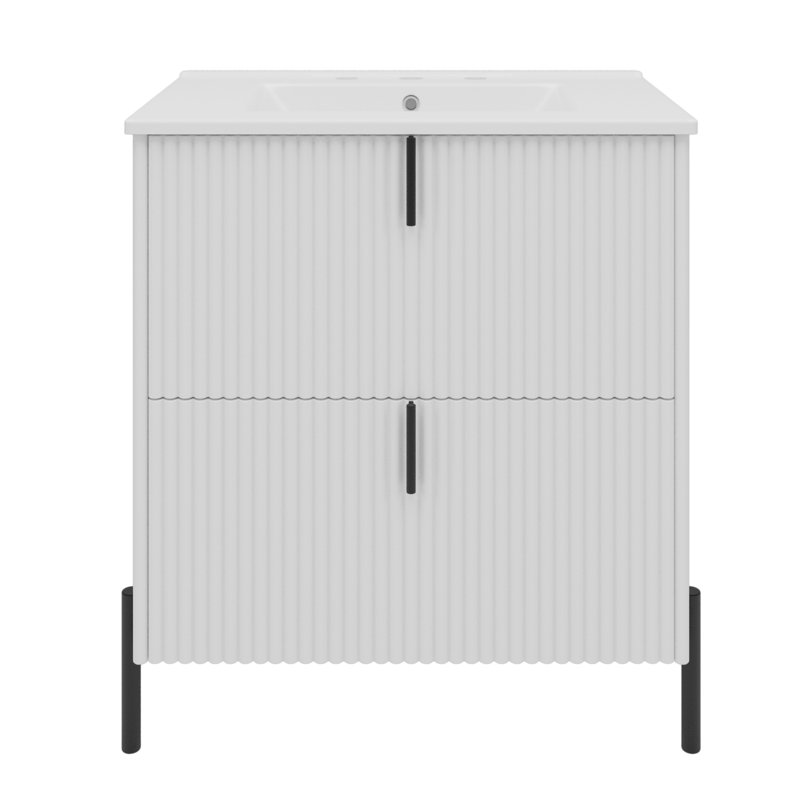 Meuble-lavabo intelligent en MDF avec rangement blanc élégant pour un style décontracté