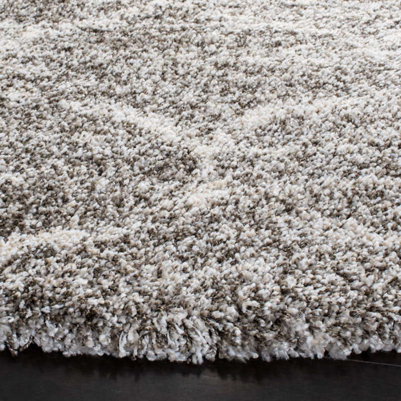 Tapis géométrique gris / ivoire, Rond 7 pi