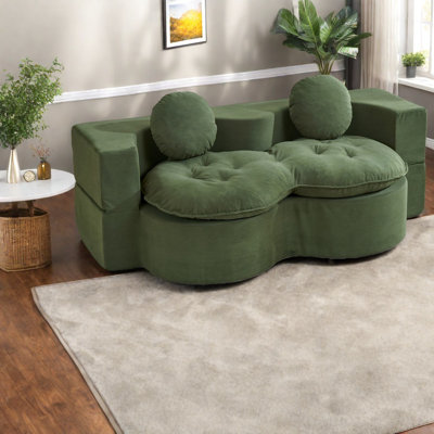 Canapés à compression, futon en mousse de velours côtelé de 75 pouces, lit d'invité moderne pour la maison