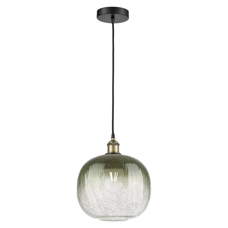 Edison - Ameliya - Mini-luminaire suspendu à cordon 1 lumière 11 po, Ardoise, Laiton antique noir