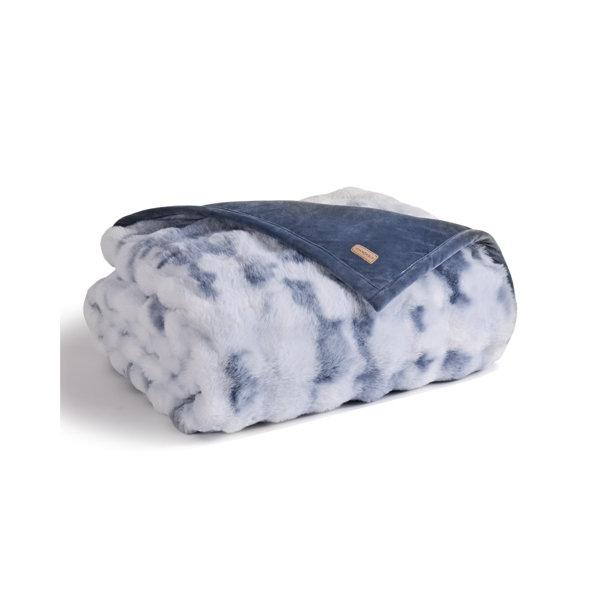Ridgeline Faux Fur Throw Blanket, Cloud Blue Ombre, 80" L x 60" W