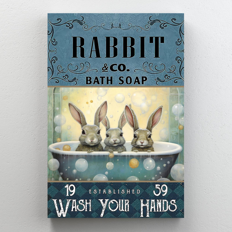 Rabbit Bath Soap - 1 Piece Rectangle Graphic Art P " Rabbit Bath Soap ", 14" H x 11" W x 1.25" D