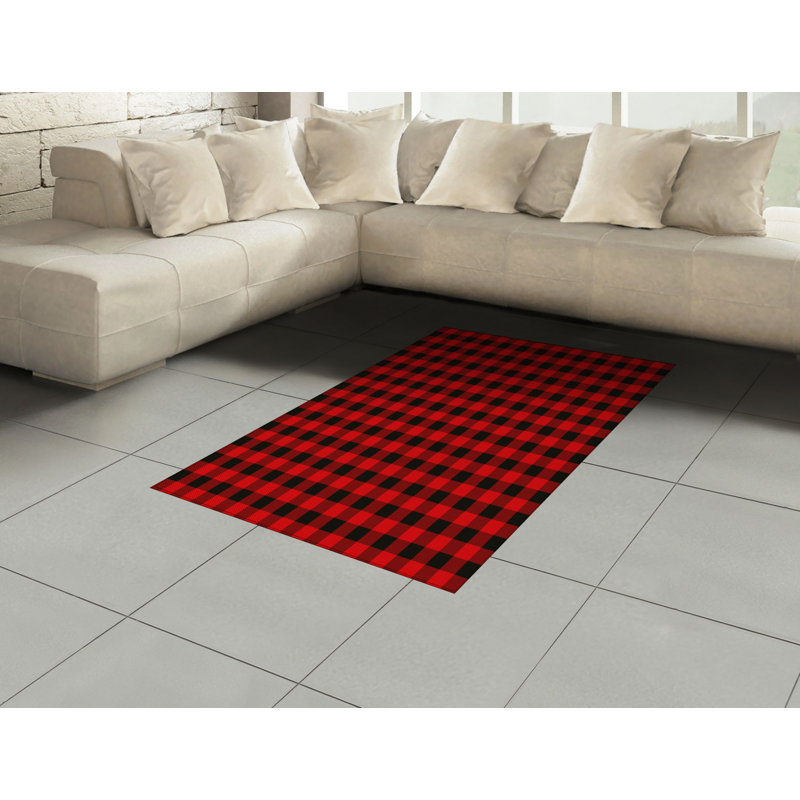 Plaid High Density Long Fiber Poly Threads Decorative Area Rug Carpet, Rectangle 4' x 5'8"