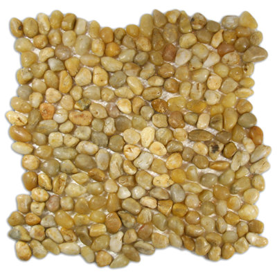 Yenisei Random Sized Natural Stone Mosaic Tile in Amber Mesh Backed Waterproof - 1 Sq. Ft.