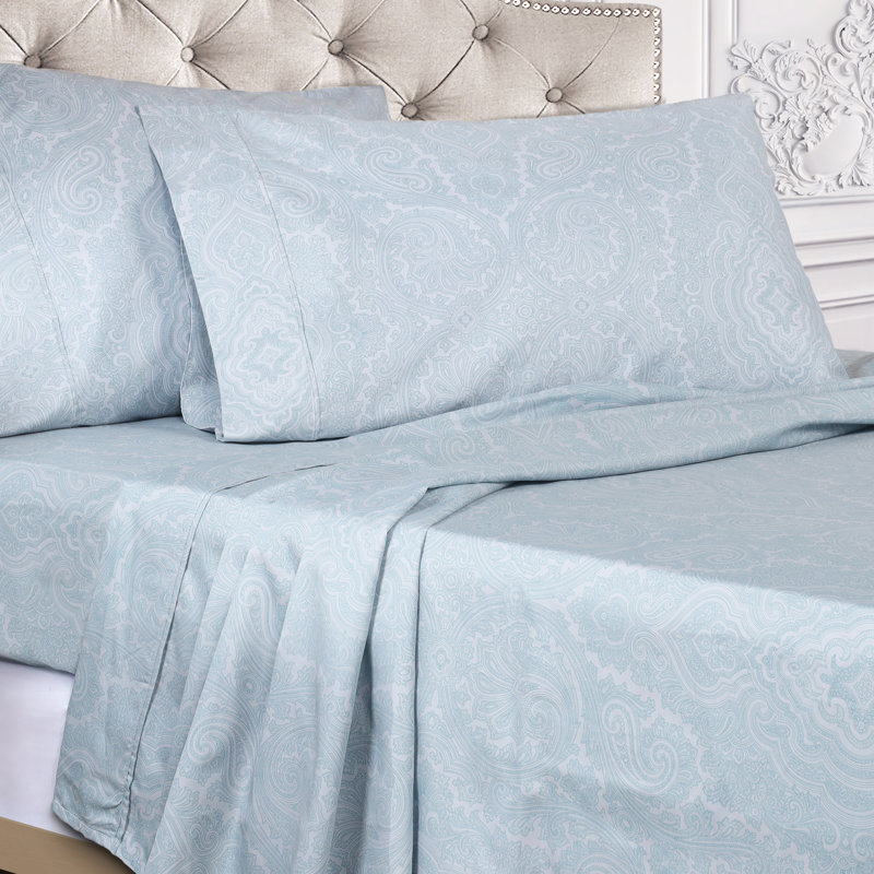 Blue Queen 600 Thread Count Cotton Blend Paisley Sheet Set