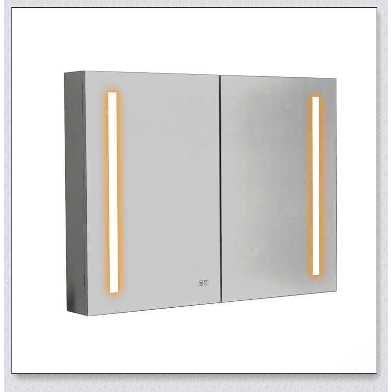 Armoire de rangement murale avec miroir, 6 tablettes ouvertes et rangement réglable, design moderne et durable