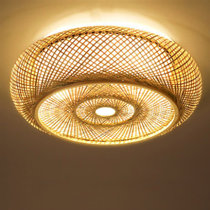 Wuzstar Bamboo Wicker Light Semi Flush Mount Ceiling Light Rattan