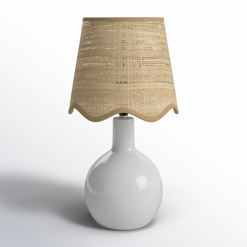 Lampe de table Maura, Tanné, Blanc, H 15 po x l 9 po x P 9 po