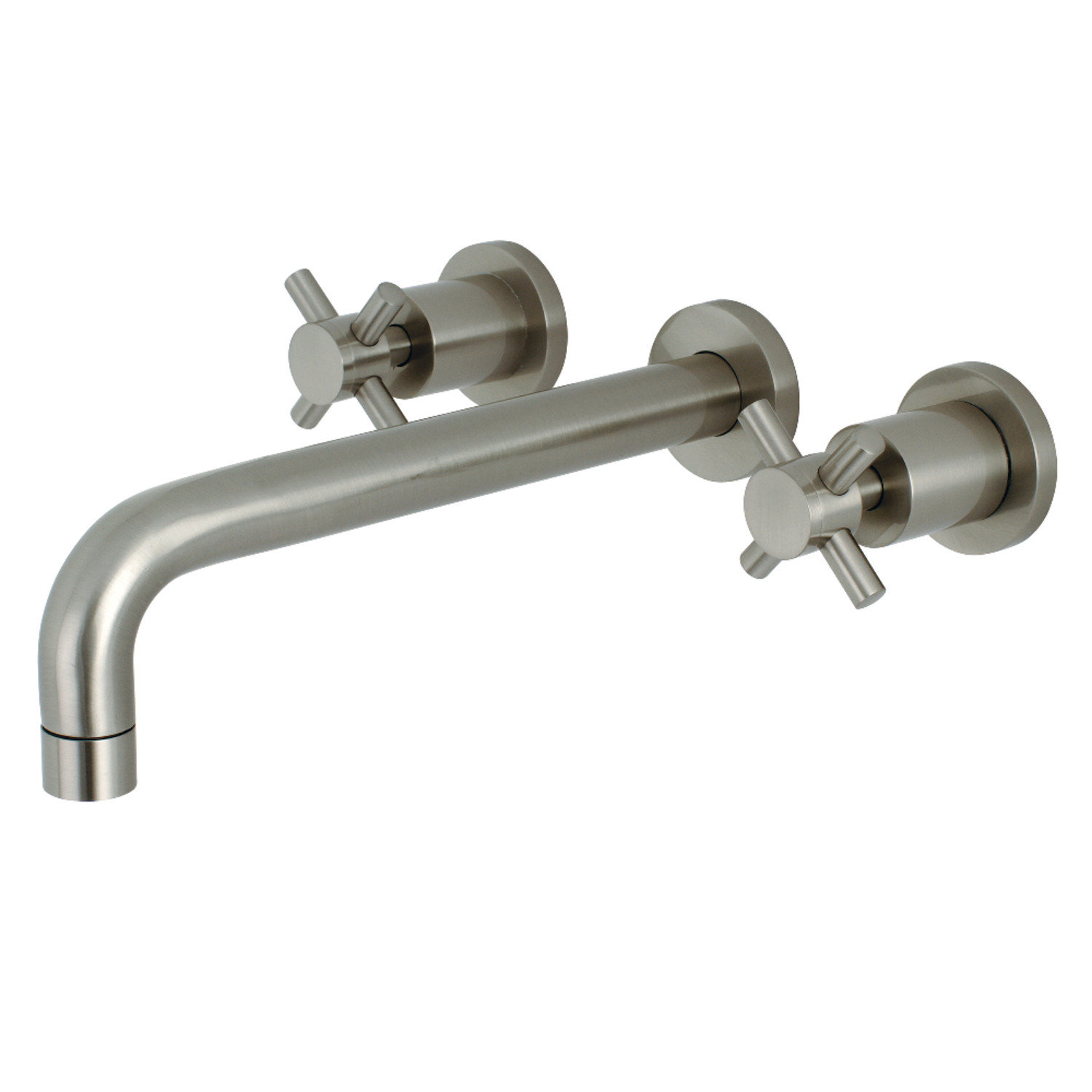 Kingston Brass Concord Two-Handle 3-Hole Wall Mount Roman Tub Faucet, Cross Handle, Brushed Nickel
