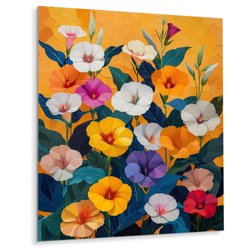 «Orange Glory Garden», impression d'art mural, Sans cadre, métal, H 34 po x l 44 po