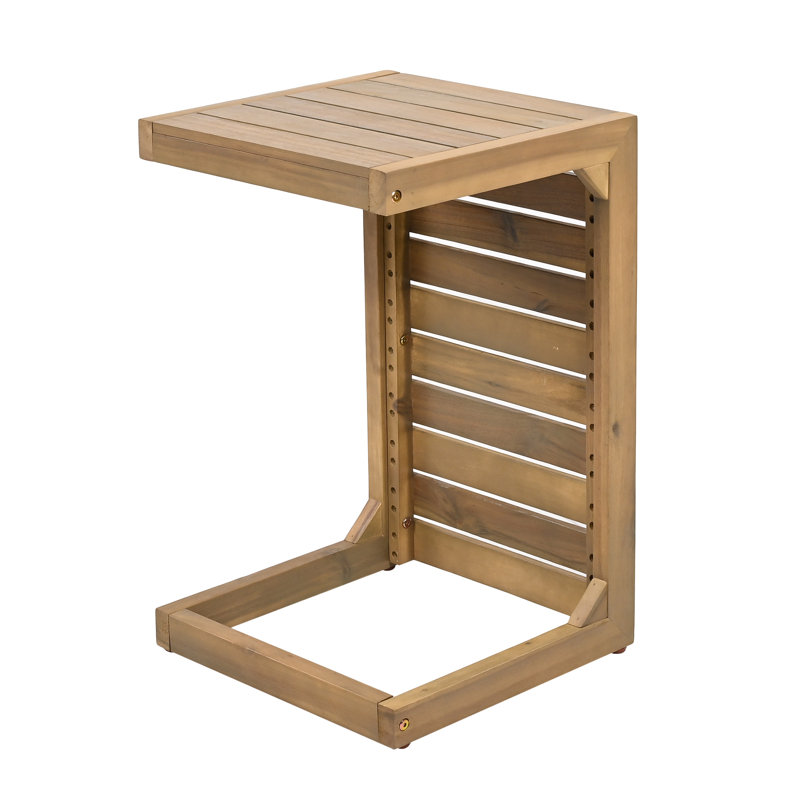 La table d'appoint de patio brun, fabriquée en bois, augmente l'espace de la table extérieure, la conception moderne et pratique, la fabrication, l'assemblage inclus la finition de la lampe en bois, ajoute de l'espace supplémentaire au patio, fonctionnel et requis