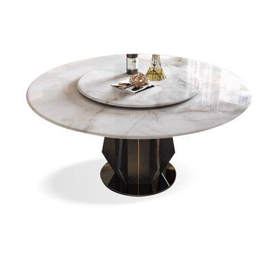 White Round Marble Tabletop Dining Table