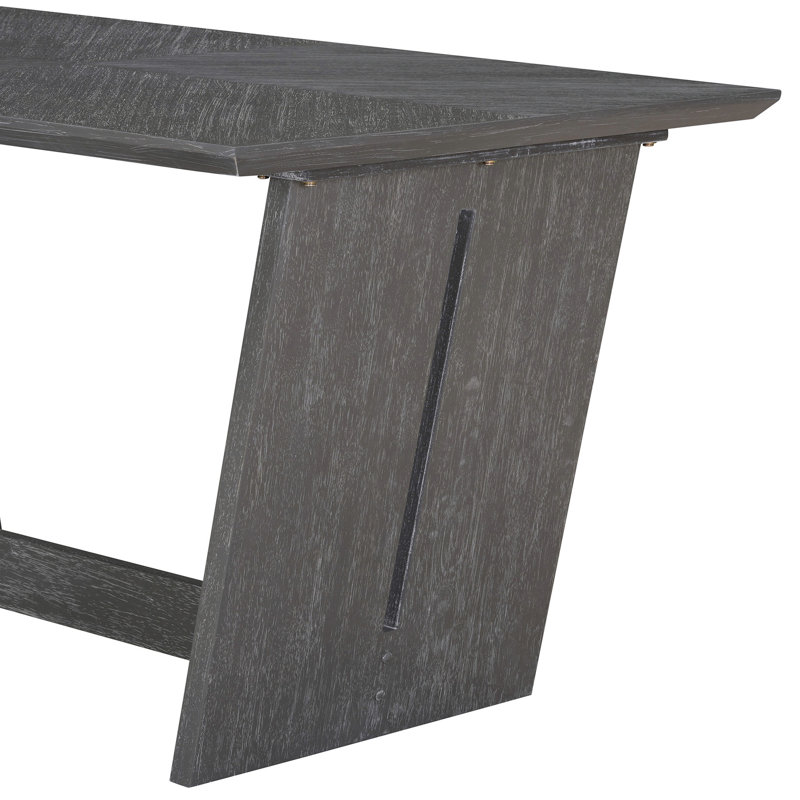 Splendide salle à manger grise: table rectangulaire, 4 chaises et 1 banc, collection Retro Rustic: base, sièges rembourrés