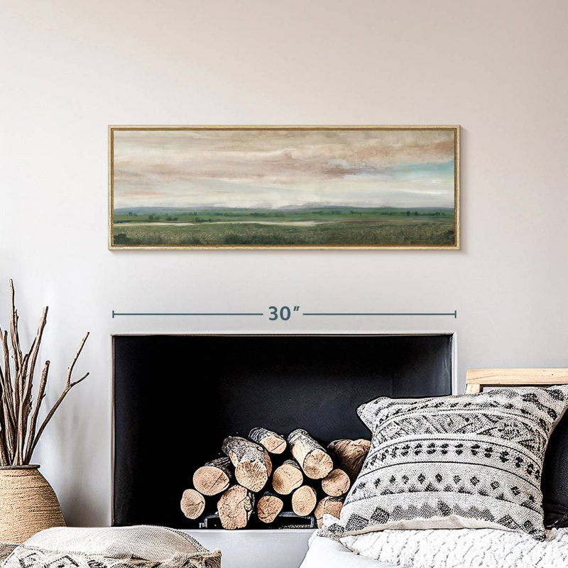Sky Line II, Floating Frame Natural Wood, 31" X 11"