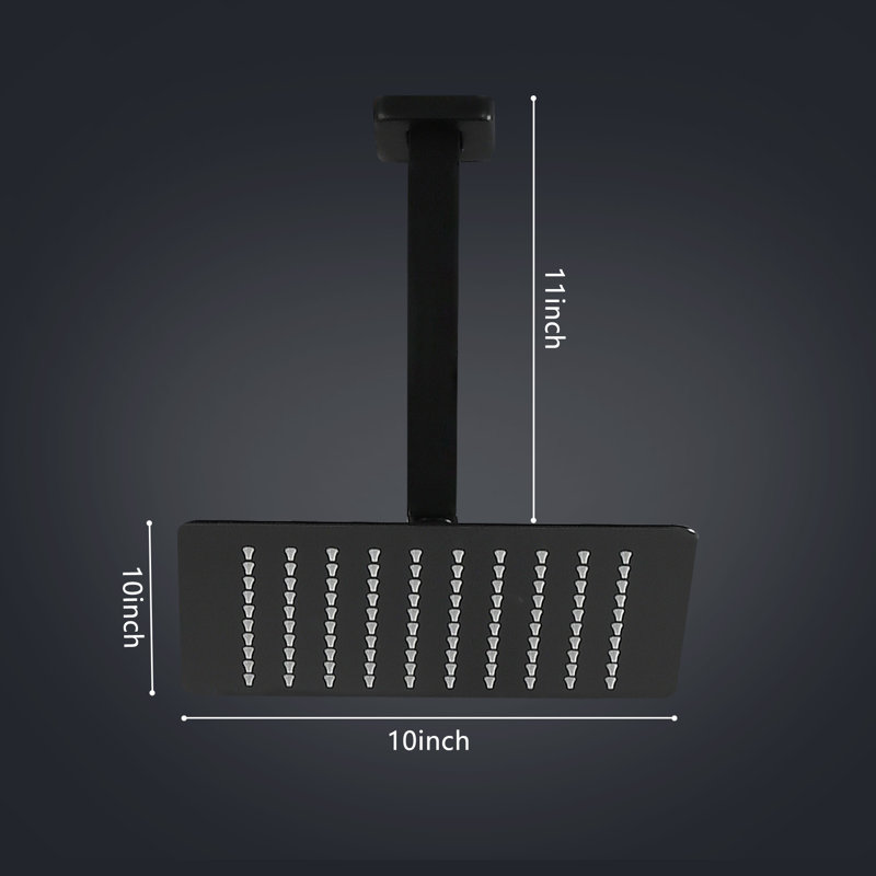 Pomme de douche fixe Rain, Noir mat
