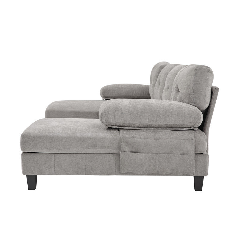 Canapé modulaire en chenille de 103,5 po en forme de U avec méridiennes doubles, poches de rangement et coussins d'accoudoirs