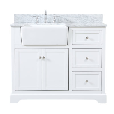 Pardue 42'' Single Bathroom Vanity with Marble Top