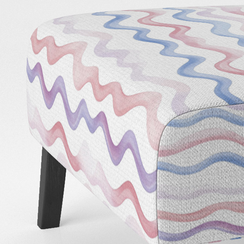 Chaise d'appoint abstraite - Velours rose rayé Wavy Line, Pantoufle sans accoudoirs