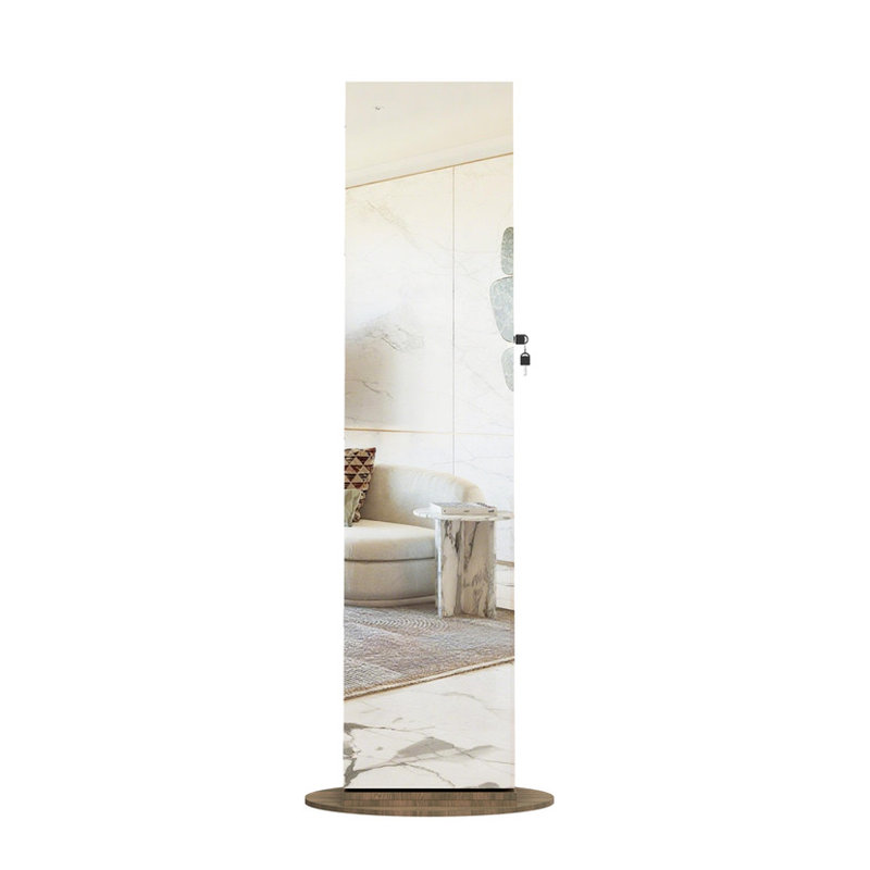 Armoire à bijoux avec miroir pleine longueur - 360 ° pivotant, rangement verrouillable avec miroir intérieur, rangement compact