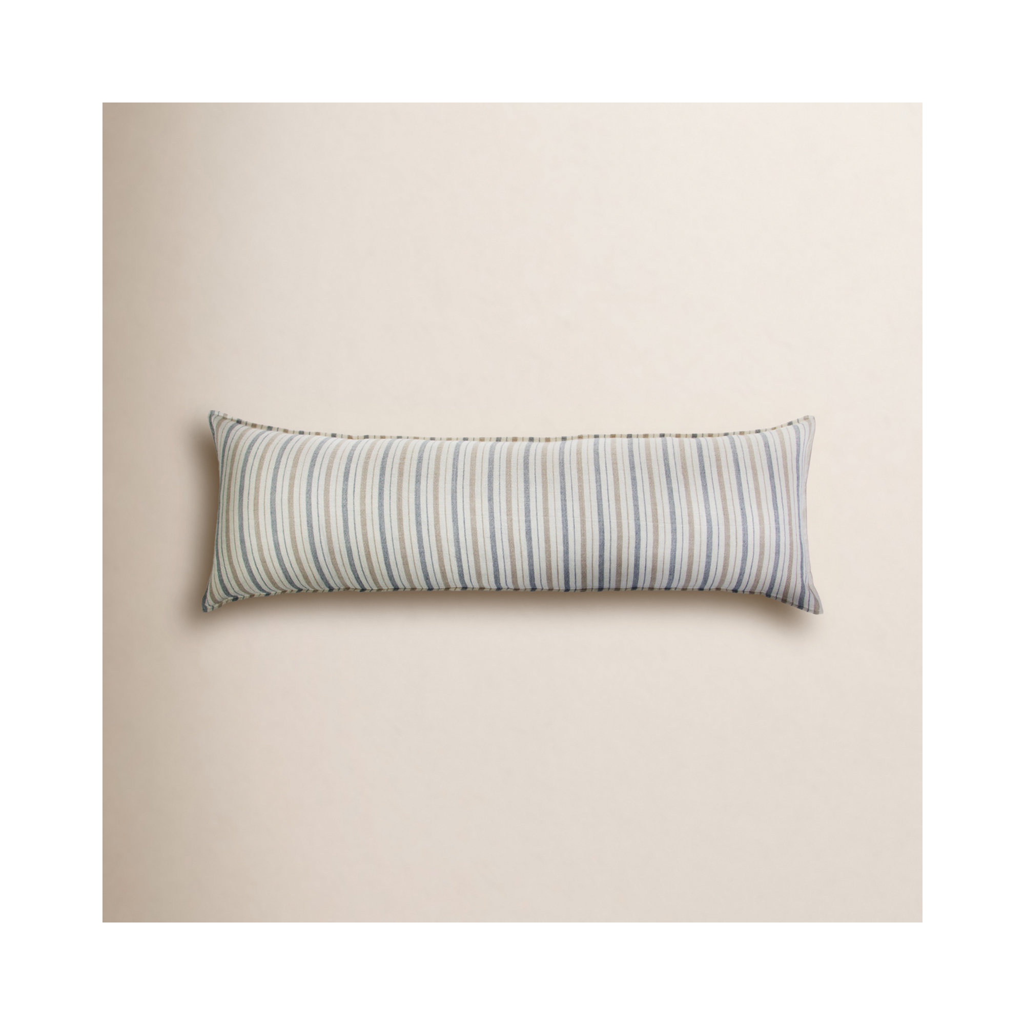 Naples Striped Linen Throw Pillow, 18" x 60", Rectangular