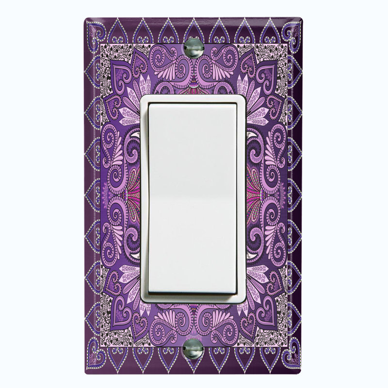 Plaque murale d'interrupteur à bascule à motif cachemire bleu sarcelle et motif cachemire Bandana, Mauve