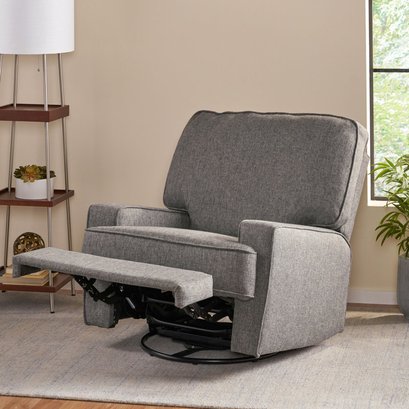 Kasselkus Upholstered Swivel Recliner, Charcoal
