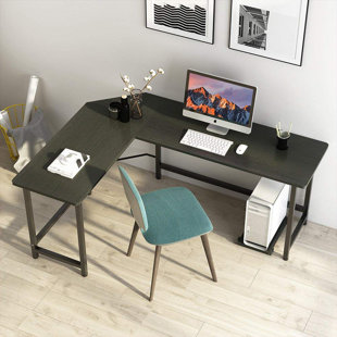 Azharia L-Shaped Metal Base Computer Desk