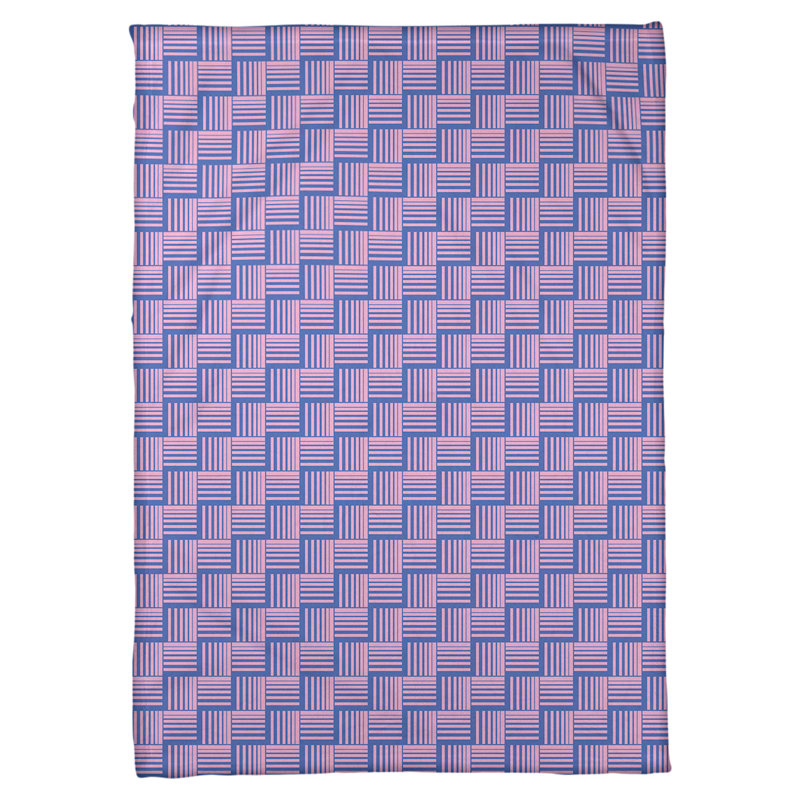 Couverture polaire à rayures classic basketweave, l 60 po x L 80 po, Bleu / Rose