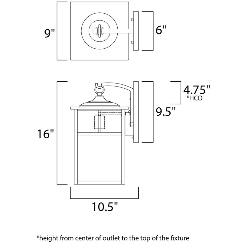 Wall Light, Black, White, 16" H x 9" W x 10.5 D