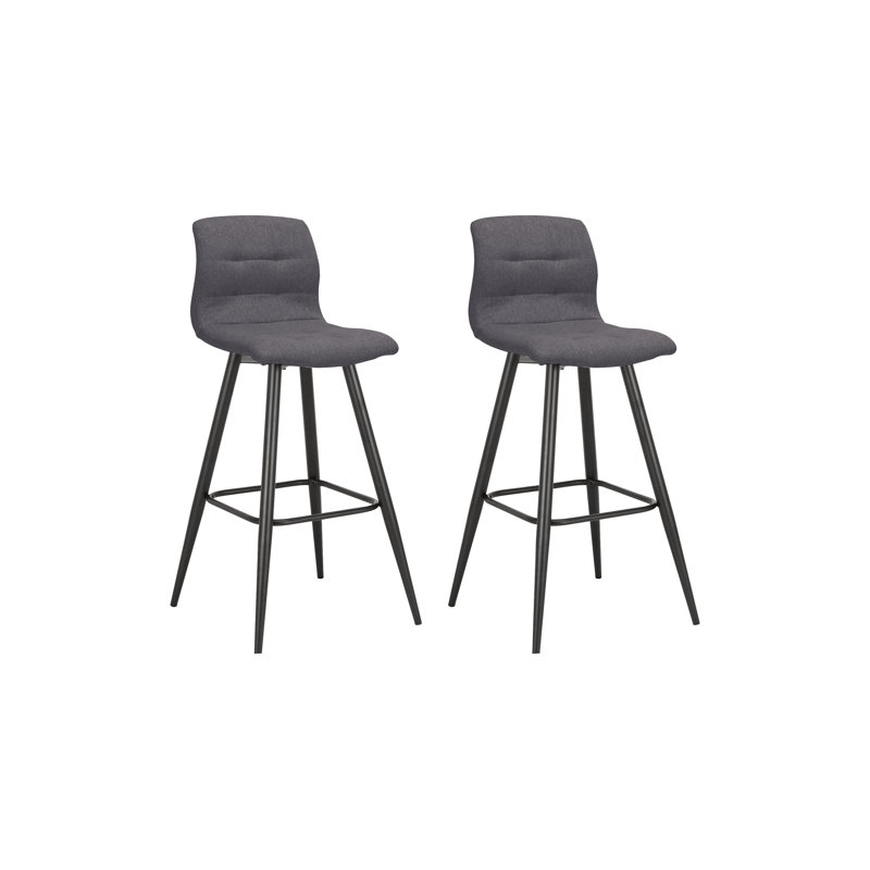 Melra Upholstered Bar Stool with Steel Frame, Grey
