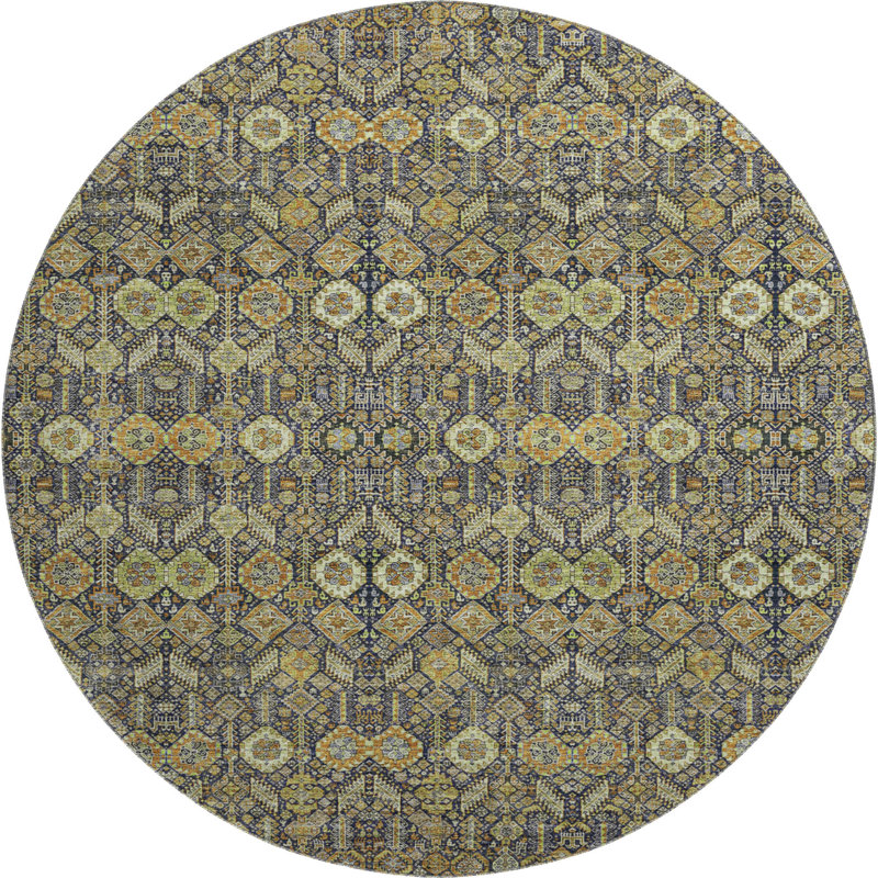 Premium Machine Washable Cerrito AMF574 Paprika Rug, Round 8'