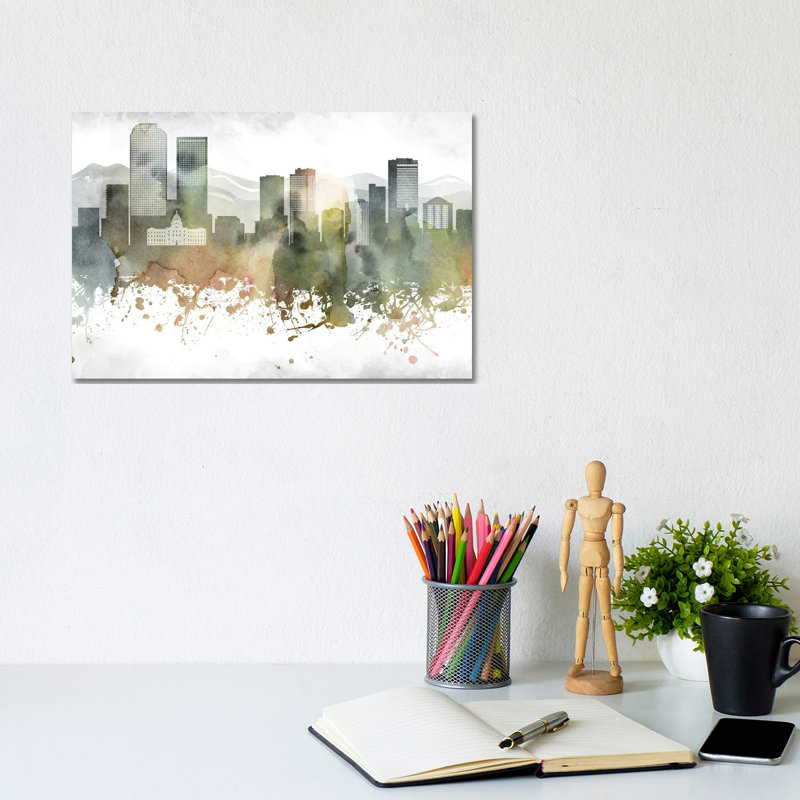 Denver Skyline 1 Piece Wrapped Canvas Painting, 20.32cm H x 20.32cm W x 1.905cm D