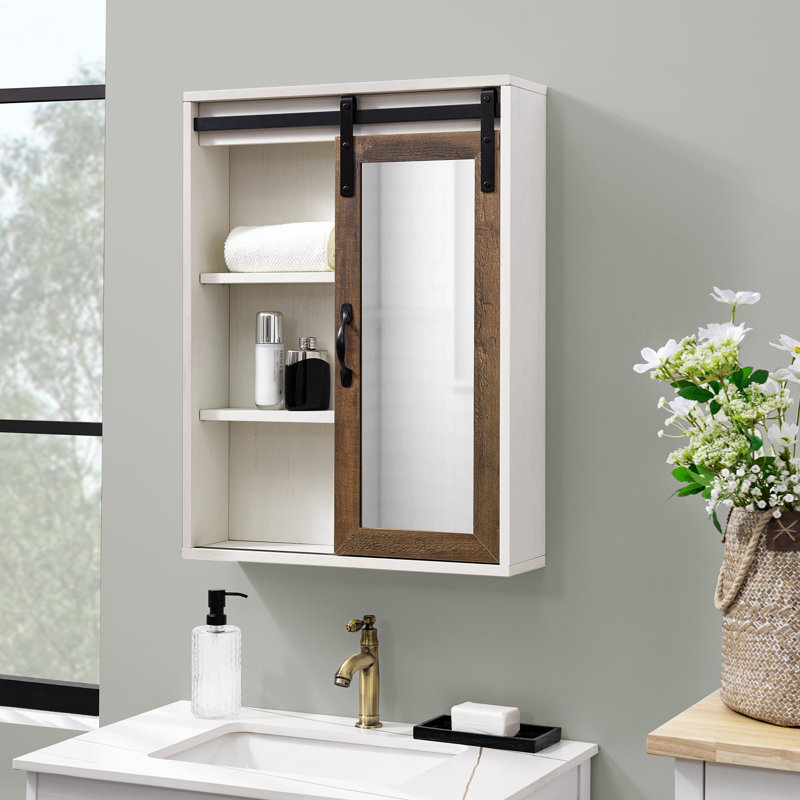 Jalia Bathroom Cabinet, White/Rustic Oak