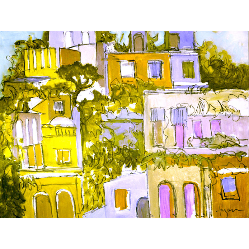 Yellow Village by Dorothy Fagan - Wrapped Canvas Print, 81 cm H x 122 cm W